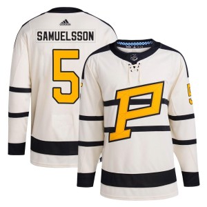 Youth Pittsburgh Penguins Ulf Samuelsson Adidas Authentic 2023 Winter Classic Jersey - Cream