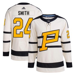 Youth Pittsburgh Penguins Ty Smith Adidas Authentic 2023 Winter Classic Jersey - Cream