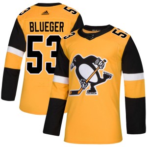 Youth Pittsburgh Penguins Teddy Blueger Adidas Authentic Gold Alternate Jersey - Blue