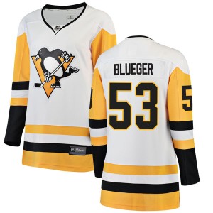 Women's Pittsburgh Penguins Teddy Blueger Fanatics Branded Breakaway White Away Jersey - Blue