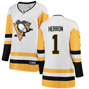 Women's Pittsburgh Penguins Denis Herron Fanatics Branded Breakaway Away Jersey - White