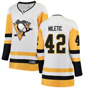 Women's Pittsburgh Penguins Sam Miletic Fanatics Branded Breakaway Away Jersey - White
