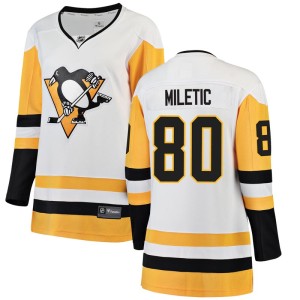 Women's Pittsburgh Penguins Sam Miletic Fanatics Branded Breakaway Away Jersey - White