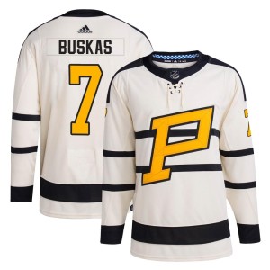 Men's Pittsburgh Penguins Rod Buskas Adidas Authentic 2023 Winter Classic Jersey - Cream