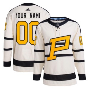 Men's Pittsburgh Penguins Custom Adidas Authentic 2023 Winter Classic Jersey - Cream