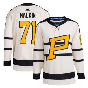 Men's Pittsburgh Penguins Evgeni Malkin Adidas Authentic 2023 Winter Classic Jersey - Cream