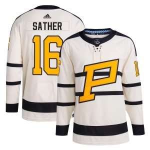 Men's Pittsburgh Penguins Glen Sather Adidas Authentic 2023 Winter Classic Jersey - Cream