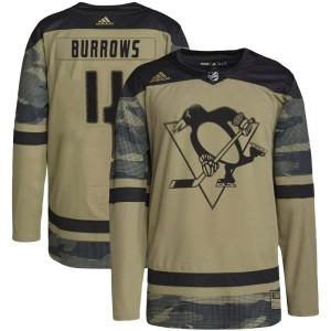 Men's Pittsburgh Penguins Dave Burrows Adidas Authentic Military Appreciation Practice Jersey - Camo