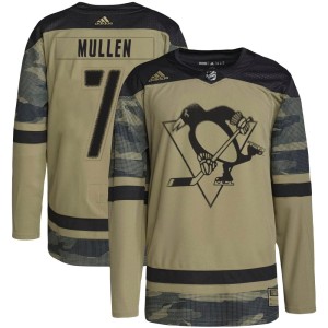 Men's Pittsburgh Penguins Joe Mullen Adidas Authentic Military Appreciation Practice Jersey - Camo