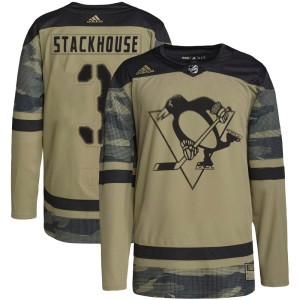 Men's Pittsburgh Penguins Ron Stackhouse Adidas Authentic Military Appreciation Practice Jersey - Camo