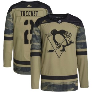 Men's Pittsburgh Penguins Rick Tocchet Adidas Authentic Military Appreciation Practice Jersey - Camo