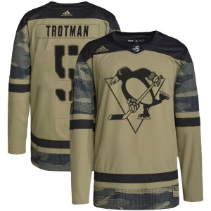 Men's Pittsburgh Penguins Zach Trotman Adidas Authentic Military Appreciation Practice Jersey - Camo