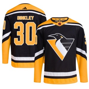 Men's Pittsburgh Penguins Les Binkley Adidas Authentic Reverse Retro 2.0 Jersey - Black