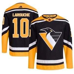 Men's Pittsburgh Penguins Pierre Larouche Adidas Authentic Reverse Retro 2.0 Jersey - Black