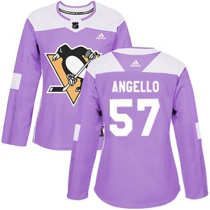 Women's Pittsburgh Penguins Anthony Angello Adidas Authentic Fights Cancer Practice Jersey - Purple