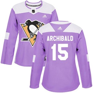 Women's Pittsburgh Penguins Josh Archibald Adidas Authentic Fights Cancer Practice Jersey - Purple