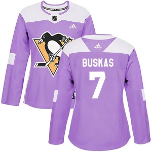 Women's Pittsburgh Penguins Rod Buskas Adidas Authentic Fights Cancer Practice Jersey - Purple