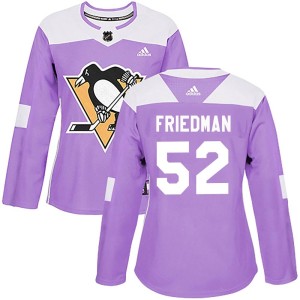 Women's Pittsburgh Penguins Mark Friedman Adidas Authentic Fights Cancer Practice Jersey - Purple
