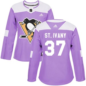 Women's Pittsburgh Penguins Jack St. Ivany Adidas Authentic Fights Cancer Practice Jersey - Purple