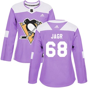Women's Pittsburgh Penguins Jaromir Jagr Adidas Authentic Fights Cancer Practice Jersey - Purple
