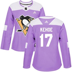 Women's Pittsburgh Penguins Rick Kehoe Adidas Authentic Fights Cancer Practice Jersey - Purple