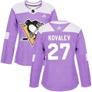 Women's Pittsburgh Penguins Alex Kovalev Adidas Authentic Fights Cancer Practice Jersey - Purple