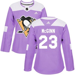 Women's Pittsburgh Penguins Brock McGinn Adidas Authentic Fights Cancer Practice Jersey - Purple