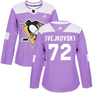 Women's Pittsburgh Penguins Lukas Svejkovsky Adidas Authentic Fights Cancer Practice Jersey - Purple