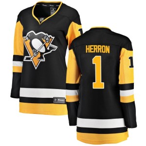 Women's Pittsburgh Penguins Denis Herron Fanatics Branded Breakaway Home Jersey - Black