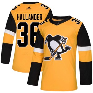 Men's Pittsburgh Penguins Filip Hallander Adidas Authentic Alternate Jersey - Gold