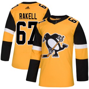 Men's Pittsburgh Penguins Rickard Rakell Adidas Authentic Alternate Jersey - Gold