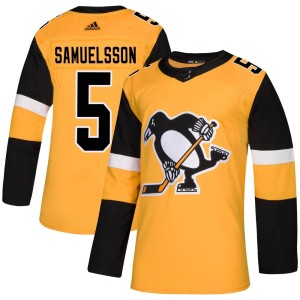 Men's Pittsburgh Penguins Ulf Samuelsson Adidas Authentic Alternate Jersey - Gold