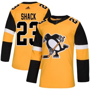 Men's Pittsburgh Penguins Eddie Shack Adidas Authentic Alternate Jersey - Gold