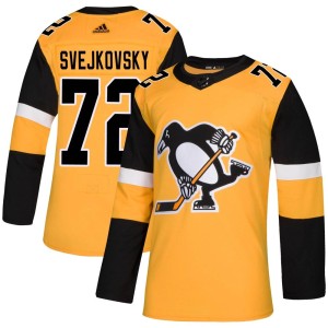 Men's Pittsburgh Penguins Lukas Svejkovsky Adidas Authentic Alternate Jersey - Gold