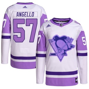 Youth Pittsburgh Penguins Anthony Angello Adidas Authentic Hockey Fights Cancer Primegreen Jersey - White/Purple