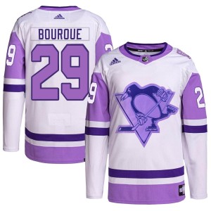 Youth Pittsburgh Penguins Phil Bourque Adidas Authentic Hockey Fights Cancer Primegreen Jersey - White/Purple