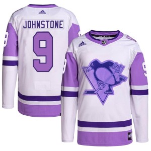 Youth Pittsburgh Penguins Marc Johnstone Adidas Authentic Hockey Fights Cancer Primegreen Jersey - White/Purple