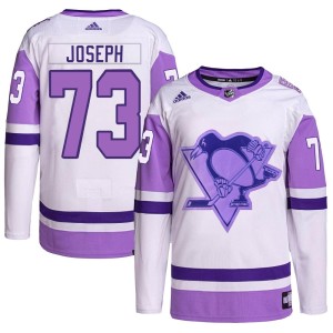 Youth Pittsburgh Penguins Pierre-Olivier Joseph Adidas Authentic Hockey Fights Cancer Primegreen Jersey - White/Purple