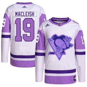 Youth Pittsburgh Penguins Rick Macleish Adidas Authentic Hockey Fights Cancer Primegreen Jersey - White/Purple