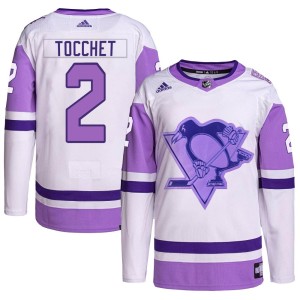 Youth Pittsburgh Penguins Rick Tocchet Adidas Authentic Hockey Fights Cancer Primegreen Jersey - White/Purple