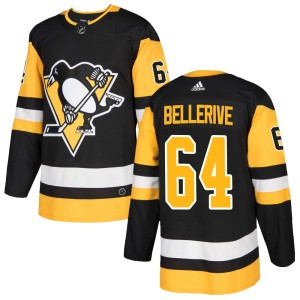 Men's Pittsburgh Penguins Jordy Bellerive Adidas Authentic Home Jersey - Black