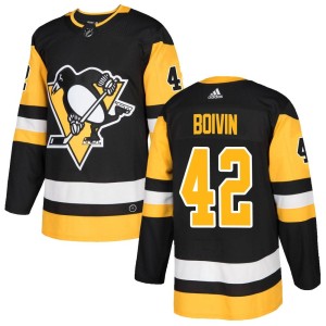 Men's Pittsburgh Penguins Leo Boivin Adidas Authentic Home Jersey - Black