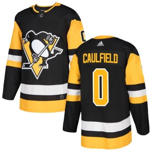 Men's Pittsburgh Penguins Judd Caulfield Adidas Authentic Home Jersey - Black