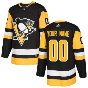 Men's Pittsburgh Penguins Custom Adidas Authentic Home Jersey - Black