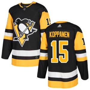 Men's Pittsburgh Penguins Joona Koppanen Adidas Authentic Home Jersey - Black