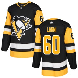 Men's Pittsburgh Penguins Emil Larmi Adidas Authentic Home Jersey - Black