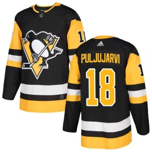Men's Pittsburgh Penguins Jesse Puljujarvi Adidas Authentic Home Jersey - Black