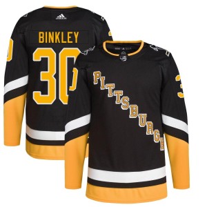 Men's Pittsburgh Penguins Les Binkley Adidas Authentic 2021/22 Alternate Primegreen Pro Player Jersey - Black