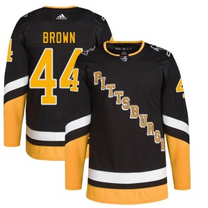 Men's Pittsburgh Penguins Rob Brown Adidas Authentic 2021/22 Alternate Primegreen Pro Player Jersey - Black