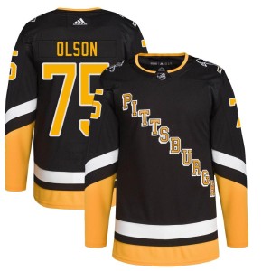 Men's Pittsburgh Penguins Kyle Olson Adidas Authentic 2021/22 Alternate Primegreen Pro Player Jersey - Black